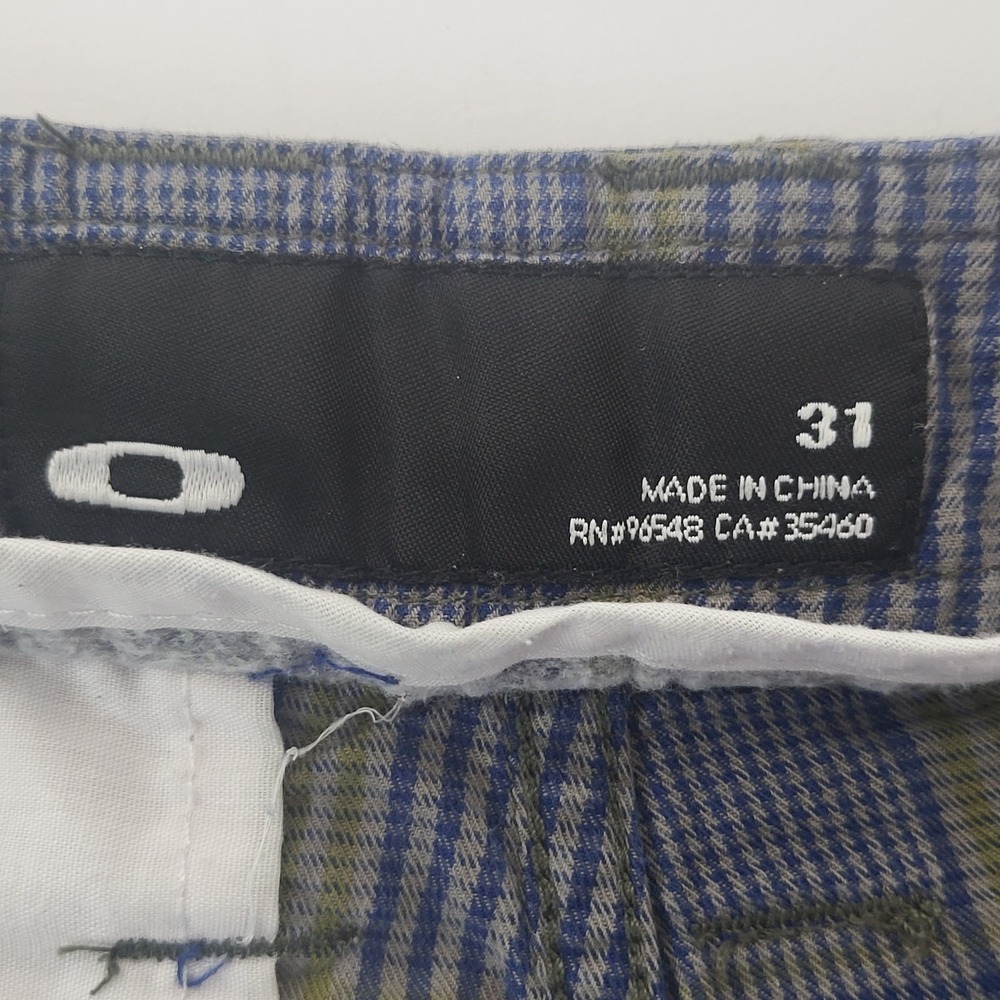 Oakley Mens Plaid Flat Front Shorts Blue Green Checkered Size 31 Casual Outdoor* - Picture 8 of 10